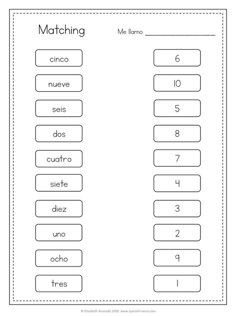 spanish numbers 1 10 worksheet.